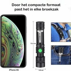 HYKS Everything You Need HYKS Zaklamp - Zaklantaarn - Militaire Zaklamp - Life Hammer - Outdoor - Beveiliging - Kamperen - LED - USB - Accu - Dimbaar - Waterdicht -Mushie  winkel 550x544 3