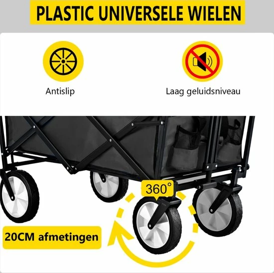 Bolture Bolderkar Opvouwbaar Met Duwstang - Bolderkar Opvouwbaar Luchtbanden - 8 Inch Wielen - Inclusief Net - Zwart 7 Bolture Bolderkar Opvouwbaar Met Duwstang - Bolderkar Opvouwbaar Luchtbanden - 8 Inch Wielen - Inclusief Net - Zwart - Afbeelding 7