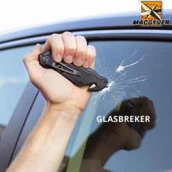 MacGyver Tactical Knife | Tactisch Mes | Survivalmes | RVS | 20cm | Glasbreker | Gordelsnijder/touwsnijder | Zwart | -Mushie  winkel 550x548