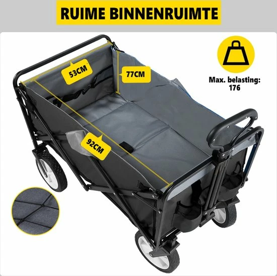 Bolture Bolderkar Opvouwbaar Met Duwstang - Bolderkar Opvouwbaar Luchtbanden - 8 Inch Wielen - Inclusief Net - Zwart 2 Bolture Bolderkar Opvouwbaar Met Duwstang - Bolderkar Opvouwbaar Luchtbanden - 8 Inch Wielen - Inclusief Net - Zwart - Afbeelding 2