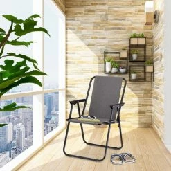 Relaxdays Campingstoel Inklapbaar - Strandstoel - Klapstoel Camping - Tuinstoel - Festival - Grijs -Mushie  winkel 550x550 191