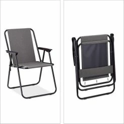 Relaxdays Campingstoel Inklapbaar - Strandstoel - Klapstoel Camping - Tuinstoel - Festival - Grijs -Mushie  winkel 550x550 194