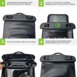 Jaunti | Waterdichte Telefoonhoesjes | Waterdicht Telefoonhoesje | Onderwater Hoesje Telefoon | Waterbestendig Telefoonzakje| Universeel Hoes Zwart | XL Variant Voor PRO & ULTRA Smartphones -Mushie  winkel 550x550 235