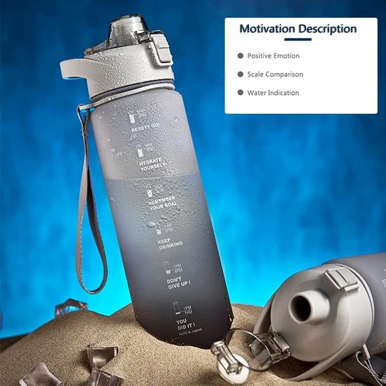 Lewei Motivatie Waterfles Grijs Antraciet - 1 Liter Drinkfles - Waterfles Met Tijdmarkering - Mannen 7 Lewei Motivatie Waterfles Grijs Antraciet - 1 Liter Drinkfles - Waterfles Met Tijdmarkering - Mannen - Afbeelding 7