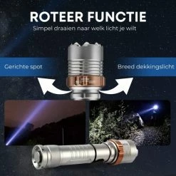 Rebela | Led Zaklamp Oplaadbaar | Flashlight | Aluminium | Waterproof | Inclusief Oplaadbare Batterij | High-Mid-Low-Strobe-SOS | T6 LED Police Flashlight -Mushie  winkel 550x550 367