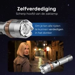 Rebela | Led Zaklamp Oplaadbaar | Flashlight | Aluminium | Waterproof | Inclusief Oplaadbare Batterij | High-Mid-Low-Strobe-SOS | T6 LED Police Flashlight -Mushie  winkel 550x550 369