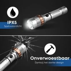 Rebela | Led Zaklamp Oplaadbaar | Flashlight | Aluminium | Waterproof | Inclusief Oplaadbare Batterij | High-Mid-Low-Strobe-SOS | T6 LED Police Flashlight -Mushie  winkel 550x550 370