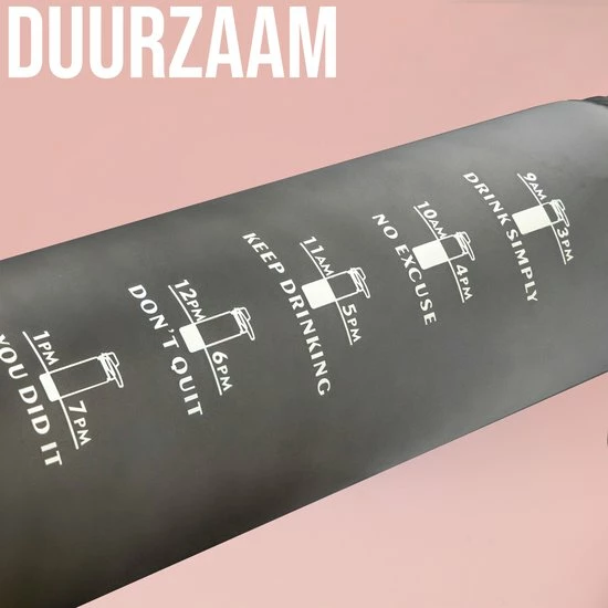 Sunnytree Waterfles Met Tijdmarkeringen - Motivatie Drinkfles - 1 Liter - Cadeau - Kleur Zwart-Wit 6 Sunnytree Waterfles Met Tijdmarkeringen - Motivatie Drinkfles - 1 Liter - Cadeau - Kleur Zwart-Wit - Afbeelding 6