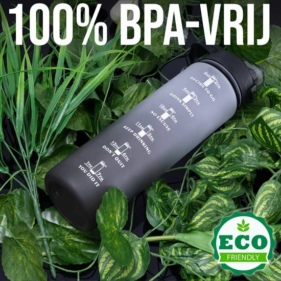 Sunnytree Waterfles Met Tijdmarkeringen - Motivatie Drinkfles - 1 Liter - Cadeau - Kleur Zwart-Wit 7 Sunnytree Waterfles Met Tijdmarkeringen - Motivatie Drinkfles - 1 Liter - Cadeau - Kleur Zwart-Wit - Afbeelding 7