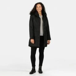 Lexis Waterdichte, Geïsoleerde Parka Jas Met Capuchon Met Rand Van Imitatiebont Van Regatta Voor Dames, Outdoorjas, Zwart -Mushie  winkel 550x550 412