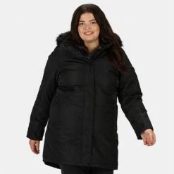 Lexis Waterdichte, Geïsoleerde Parka Jas Met Capuchon Met Rand Van Imitatiebont Van Regatta Voor Dames, Outdoorjas, Zwart -Mushie  winkel 550x550 413