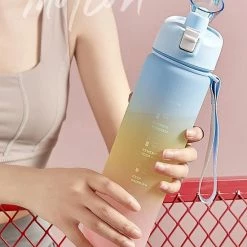 Lewei Drinkfles - Waterfles - Bidon - 1 Liter - Tijdsmarkering - Motivatie - Roze -Mushie  winkel 550x550 483