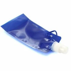 Merkloos Waterfles Met Haakje - Waterzak - Opvouwbaar - 450ml - Blauw -Mushie  winkel 550x550 548