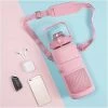 Merkloos Waterfles 2 Liter MET Tas Roze - Armband - Waterfles Met Rietje -Drinkfles Met Rietje - Grote Waterfles - Bottle 2 Liter - Sportbidon - Sportfles Fitness - Waterkan - Gallon - Schenkfles - Waterflessen