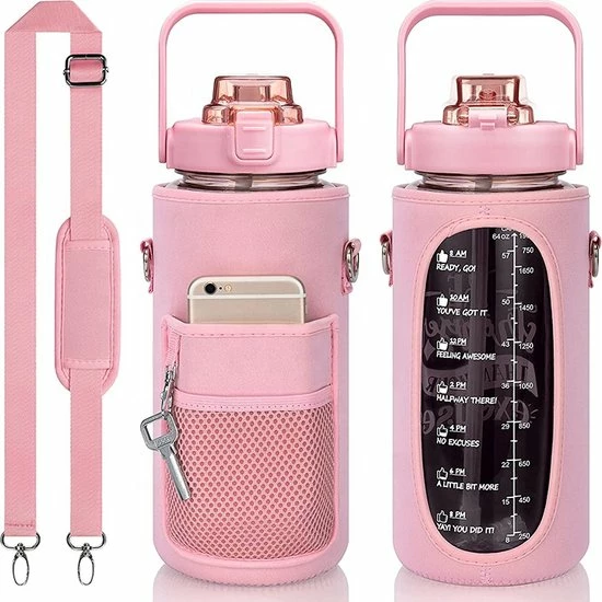 Merkloos Waterfles 2 Liter MET Tas Roze - Armband - Waterfles Met Rietje -Drinkfles Met Rietje - Grote Waterfles - Bottle 2 Liter - Sportbidon - Sportfles Fitness - Waterkan - Gallon - Schenkfles - Waterflessen 3 Merkloos Waterfles 2 Liter MET Tas Roze - Armband - Waterfles Met Rietje -Drinkfles Met Rietje - Grote Waterfles - Bottle 2 Liter - Sportbidon - Sportfles Fitness - Waterkan - Gallon - Schenkfles - Waterflessen - Afbeelding 3
