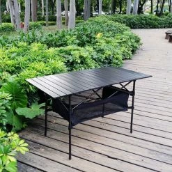 Travel-light Vouwtafel Aluminium 140 X 70 X 70cm Incl. Netvak & Camping Transporttas - Aluminium Roltafel - Campingtafel Aluminium + Staal - Tafelblad Rolbaar - Campingmeubels - Dining Tuintafel - Antraciet Kleur -Mushie  winkel 550x550 643