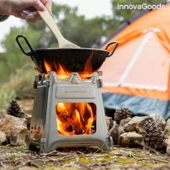 Innovagoods INKLAPBARE STALEN CAMPINGOVEN FLAMET - Camping Oven - Mini Oven - Camping Oventje - Oventje Camping - Mini Oven Vrijstaand - Mini Oventje