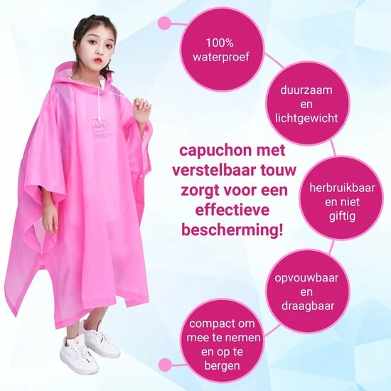Paraplu Plaza ® Regenponcho - Regenjas - Fiets Wandel - Outdoor Poncho Regen - Poncho - One Size - Tiener Regenponcho Roze 1 Paraplu Plaza ® Regenponcho - Regenjas - Fiets Wandel - Outdoor Poncho Regen - Poncho - One Size - Tiener Regenponcho Roze