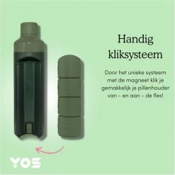 YOS Bottle - Waterfles Met 4-vaks Pillendoos - 375ml - Groen - BPA-vrij -Mushie  winkel 550x550 724