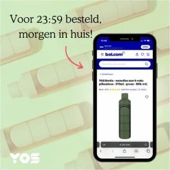 YOS Bottle - Waterfles Met 4-vaks Pillendoos - 375ml - Groen - BPA-vrij -Mushie  winkel 550x550 727