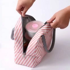 Lunch Bag - Roze/Wit | Koeltas | Polyester / Nylon | 23x15x20 Cm | Fashion Favorite -Mushie  winkel 550x550 736