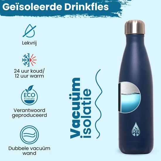 VANN Waterfles Met Rietje Tuit Drinkfles Theefles Volwassenen Drinktuit Sportfles 500ml Waterflessen - Duurzaam Cadeau - Blauw 3 VANN Waterfles Met Rietje Tuit Drinkfles Theefles Volwassenen Drinktuit Sportfles 500ml Waterflessen - Duurzaam Cadeau - Blauw - Afbeelding 3