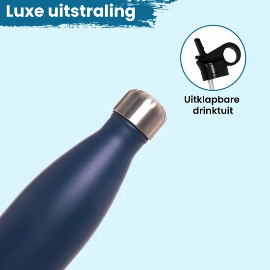 VANN Waterfles Met Rietje Tuit Drinkfles Theefles Volwassenen Drinktuit Sportfles 500ml Waterflessen - Duurzaam Cadeau - Blauw 4 VANN Waterfles Met Rietje Tuit Drinkfles Theefles Volwassenen Drinktuit Sportfles 500ml Waterflessen - Duurzaam Cadeau - Blauw - Afbeelding 4