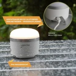 Skandika Campinglamp Tarfala – Kampeerlamp – Tentlamp Oplaadbaar, Traploos Dimbaar, Ophanghaak, USB Aansluiting – 3600 MAh Powerbank – Warm Wit, Koel Wit, 110 H Batterij – Tentlamp Buiten - Camping Lamp – Energieklasse A ++ - Wit -Mushie  winkel 550x550 813