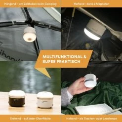 Skandika Campinglamp Tarfala – Kampeerlamp – Tentlamp Oplaadbaar, Traploos Dimbaar, Ophanghaak, USB Aansluiting – 3600 MAh Powerbank – Warm Wit, Koel Wit, 110 H Batterij – Tentlamp Buiten - Camping Lamp – Energieklasse A ++ - Wit -Mushie  winkel 550x550 814