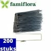 Famiflora 200 Gronddoekpennen - Worteldoek Haken 20 X 5 X 20 Cm ZINK - 200 STUKS - Gronddoekpennen