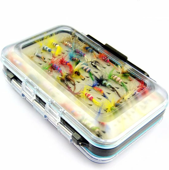 Fish Life Vlieg Vissen Set - Kunstaas Vliegen - 64 Stuks - Vliegaas Set - Forel Lokaas - Met Doos - 16 X 10.5 X 6 CM 1 Fish Life Vlieg Vissen Set - Kunstaas Vliegen - 64 Stuks - Vliegaas Set - Forel Lokaas - Met Doos - 16 X 10.5 X 6 CM