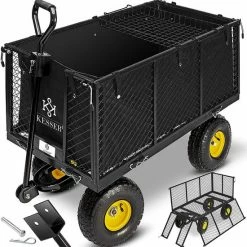 Exxen KESSER® Bolderkar, 550 Kg Belastbaar, Tuinwagen, Transportwagen, Tuinwagen, Uitneembaar Zeil, Gereedschapswagen, Handwagen, Veelzijdig Inzetbaar, Zwart