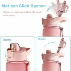 Lewei Drinkfles - Waterfles - Bidon - 1 Liter - Tijdsmarkering - Motivatie - Roze -Mushie  winkel 550x557 10