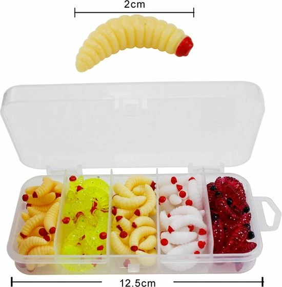Merkloos Lok Wormen In Doos - 125 Stuks - Kunstaas - Snoek - Hengelsport - Baars - Roofvissen 2 Merkloos Lok Wormen In Doos - 125 Stuks - Kunstaas - Snoek - Hengelsport - Baars - Roofvissen - Afbeelding 2