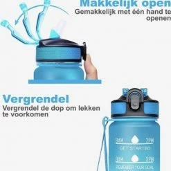 Designed On 45th | Motivatie Waterfles | Drinkfles 1 Liter | Waterfles Met Tijdmarkering | Drinkfles Met Rietje | BPA Vrij -Mushie  winkel 550x562 10