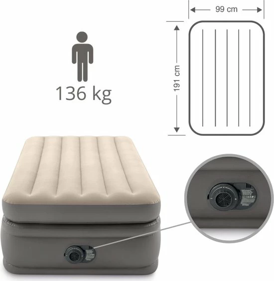 Intex Luchtbed Comfort Elevated Dura-beam 191 Cm Pvc Grijs 5 Intex Luchtbed Comfort Elevated Dura-beam 191 Cm Pvc Grijs - Afbeelding 5
