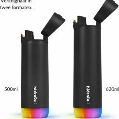 Hidrate Spark Chug Slimme Waterfles - Roestvrij Staal - 620ml - LED Verlichting - Zwart -Mushie  winkel 550x572 2