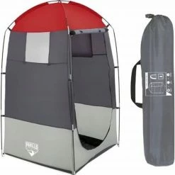 Mm Iz Luxe Douchetent - Grijs/Rood - 110x110x190(lxbxh) - Schuurtent Camping - Omkleedtent - Waterbestendig - Opvouwbaar - Incl. Opbergtas