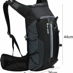 West Biking Ultralichte Drinkrugzak | Lichte Hydro Rugzak | Outdoor Sporten Hardlopen Klimmen Pouch Fietsen Wandelen | Waterafstotende Fiets Rugzak – 10 L Zwart/Grijs -Mushie  winkel 550x581 2