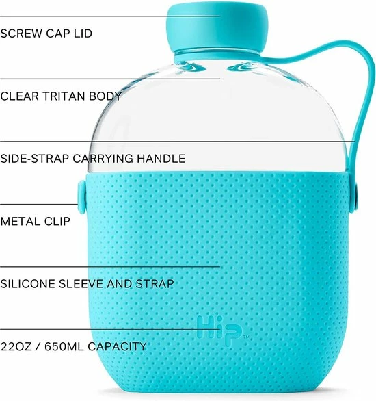 Bobble HIP | Drinkfles | 650 ML | Blauw | Fles Voor Werk / Lunch / Wandelen / Sport / Stage / School / Water 3 Bobble HIP | Drinkfles | 650 ML | Blauw | Fles Voor Werk / Lunch / Wandelen / Sport / Stage / School / Water - Afbeelding 3