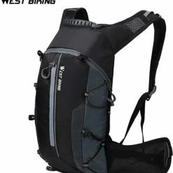 West Biking Ultralichte Drinkrugzak | Lichte Hydro Rugzak | Outdoor Sporten Hardlopen Klimmen Pouch Fietsen Wandelen | Waterafstotende Fiets Rugzak – 10 L Zwart/Grijs -Mushie  winkel 550x588 1