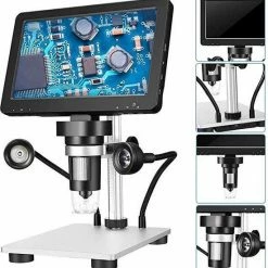 Microlong DM9 Digitale Microscoop Met 7 Inch Verstelbare Display 1080P Full Hd Camera Usb Met 8 Dimbare Led Lichten