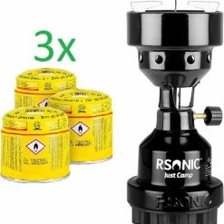 SMH LINE® - Camping Gasbrander 2-in-1 - Camping Gaskoker - Kolenstarter -Gas Kolenbrander - Kolenbrander - Kolenaansteker - INCLUSIEF 3x Gaspatroon - ZWART