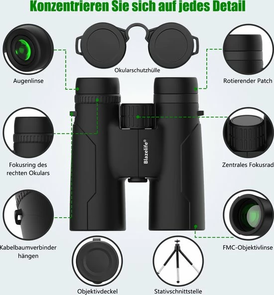 Blazelife Verrekijker - 12x42 - BAK-4 - Kerstmis - Kerstfeest - Christmas Gift - Verrekijker Vogelsspotten - Waterbestendig - Verrekijker Compact - Met Draagtas, Poetsdoek En Nekkoord - Zwart 3 Blazelife Verrekijker - 12x42 - BAK-4 - Kerstmis - Kerstfeest - Christmas Gift - Verrekijker Vogelsspotten - Waterbestendig - Verrekijker Compact - Met Draagtas, Poetsdoek En Nekkoord - Zwart - Afbeelding 3