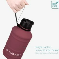 Navaris Waterfles Van Roestvrij Staal - Drinkfles - 2L - Extra Grote Roestvrijstalen Fles Met Drinkdop - Ideaal Tijdens Het Sporten - Rood -Mushie  winkel 550x593 4