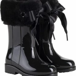 Igor - Regenlaarzen Voor Meisjes - Campera Charol Soft Hoogglans Met Strik - Zwart - Maat 35EU