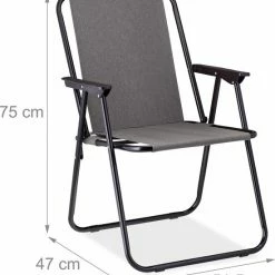 Relaxdays Campingstoel Inklapbaar - Strandstoel - Klapstoel Camping - Tuinstoel - Festival - Grijs -Mushie  winkel 550x603 1