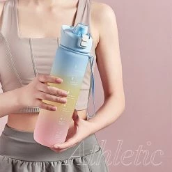 Lewei Drinkfles - Waterfles - Bidon - 1 Liter - Tijdsmarkering - Motivatie - Roze -Mushie  winkel 550x605 1