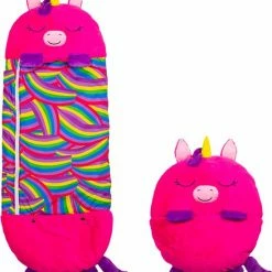 Mediashop Happy Nappers Kinderslaapzak - 2-in-1 Zachte Knuffel En Zomerslaapzak - Roze Eenhoorn Motief Voor Kinderen Van 6-12 Jaar - Large
