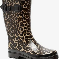 Mountain Peak Dames Regenlaarzen Met Luipaardprint - Bruin - Maat 37